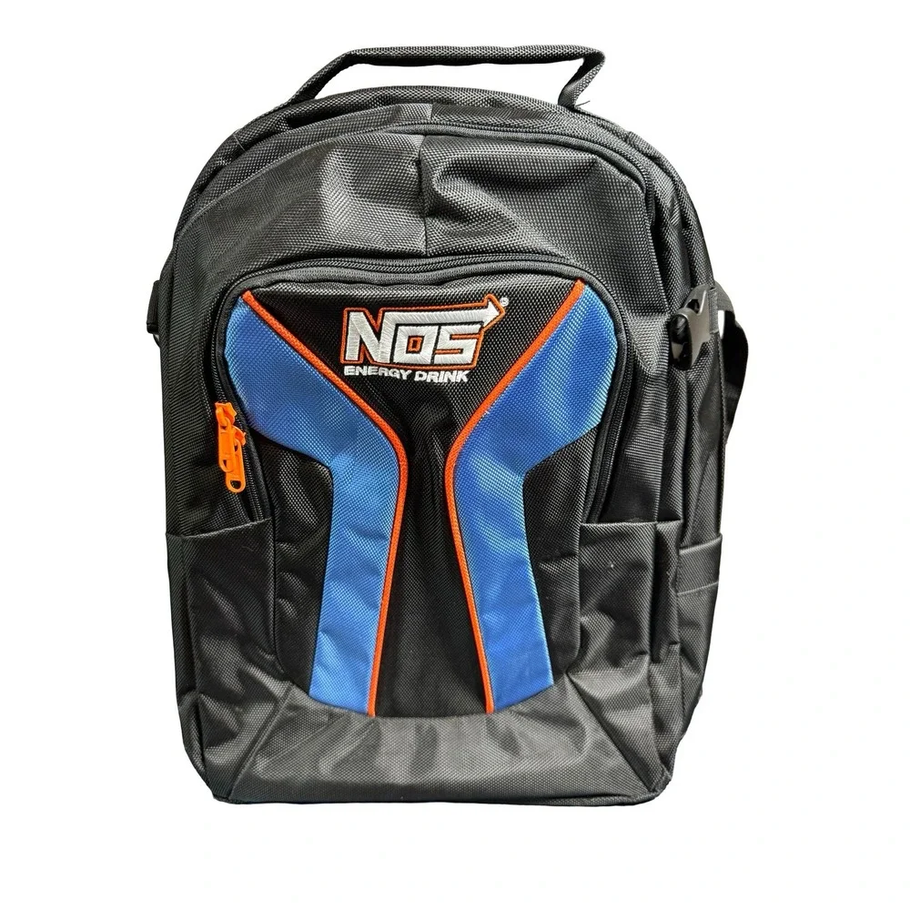 NOS Energy Drink Premium Backpack Black Blue Orange Monster Energy 807720 NEW